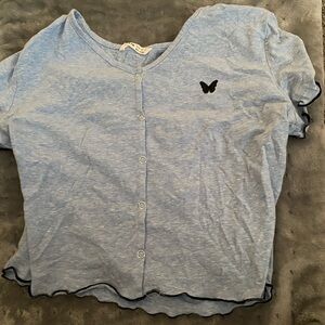 Cute stylish buttoned down butterfly tee